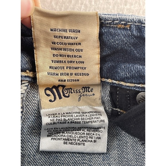 Miss Me Jeans 26 Irene Straight Low Rise Flap Pocket Blue Denim - Picture 16 of 16